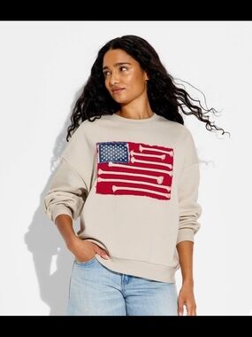 Target - 33 Degress Crewneck Sweatshirt with Distressed American Flag